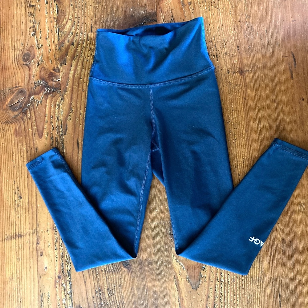 AGF Blue Workout Leggings, Size XS, Made in LA, Flawed, All Good Feels, USA